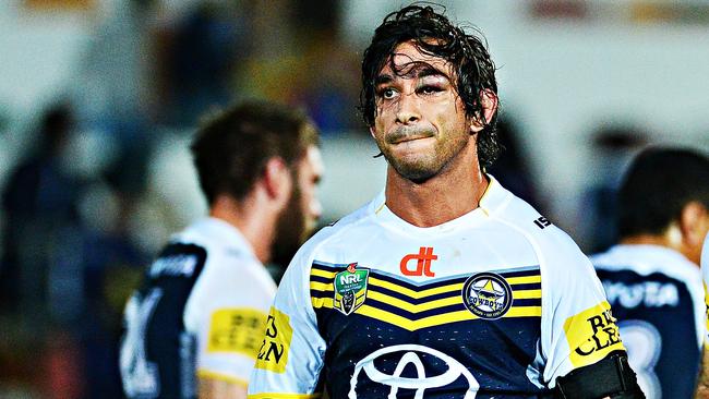 North Queensland Cowboys v Newcastle Knights from 1300 Smiles Stadium, Townsville. Cowboys Jonathan Thurston a 2 point loss to the Knights. Picture: Zak Simmonds