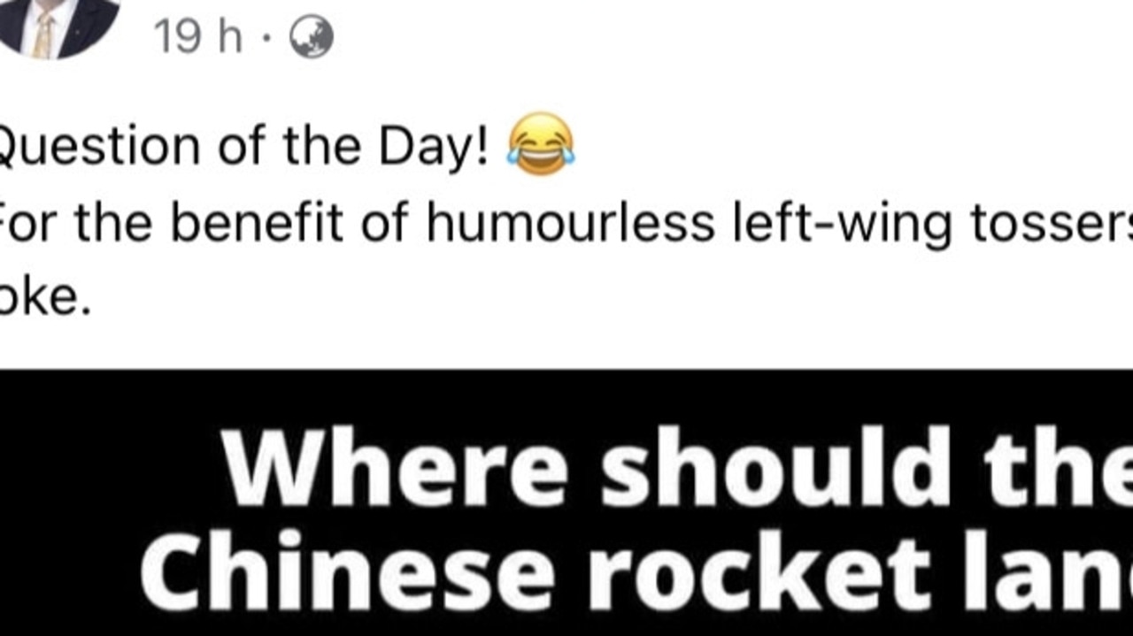 Bernie Finn Under Fire Over Chinese Rocket Meme Targeting Abc Waleed Aly Lidia Thorpe And Daniel Andrews News Com Au Australia S Leading News Site