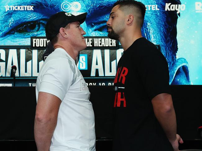 Paul Gallen and Josh Aloiai face off ahead of their heavyweight fight