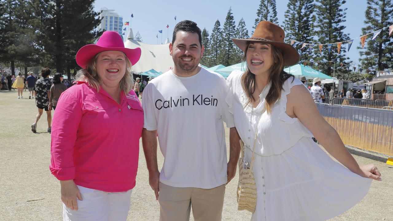 Tash Johnston, founder, Drought Angels, Gareth Whitehead and Lara Boath during the 10th Groundwater Country Music Festival. Picture: Regi Varghese