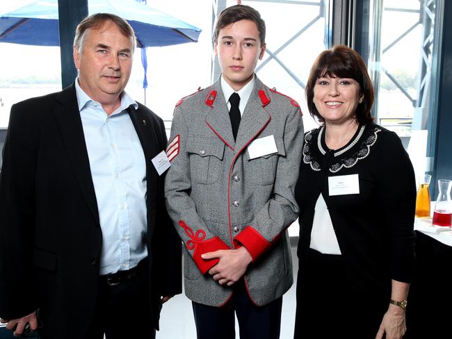 Ralph and Kathy Kelly with Stuart at the 2014 Pride Of Australia Medal awards. Picture: Richard Dobson