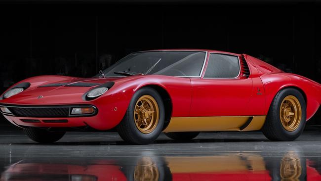 The 1972 Lamborghini Miura P400 SV by Bertone was sold by RM Sotheby’s for $7.5m – or $2.5m over estimate. Picture: RM Sotheby’s