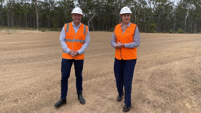 Premier Annastacia Palaszczuk with Deputy Premier Steven Miles at the $373 million Kaban Green Power Hub where she made a surprise announcement about a youth detention centre in FNQ. Picture: supplied