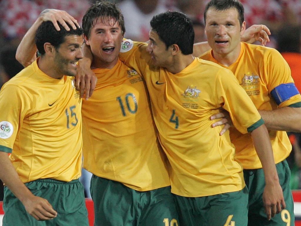 Socceroos’ John Aloisi, Harry Kewell, Tim Cahill and Mark Viduka (L-R). Croatia vs Australia. 2006 World Cup.