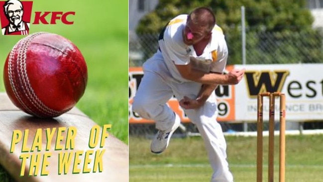 Nathan Blanch was voted KFC Player of the Week for his tireless bowling spell of 4 for 30 off 22 overs for GDSC Easts/Westlawn Crown Hotel in the GDSC Premier League round four clash against South Services at McKittrick Park on Saturday, 21st November, 2020. Photo Jenna Thompson / The Daily Examiner