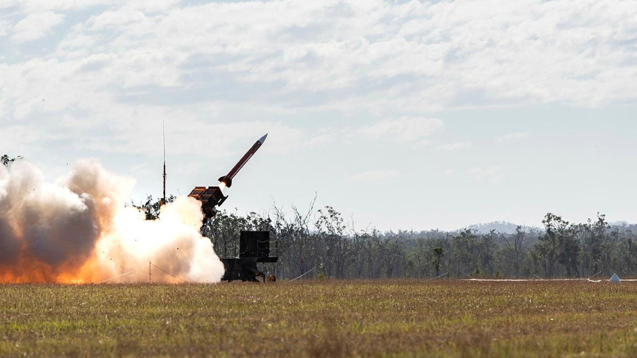 A United States Army M901 Launching Station fires a MIM-104 Patriot surface-to-air missile at the Shoalwater Bay Training Area in Queensland, during Exercise Talisman Sabre 2021. Photo: Corporal Jarrod McAneney