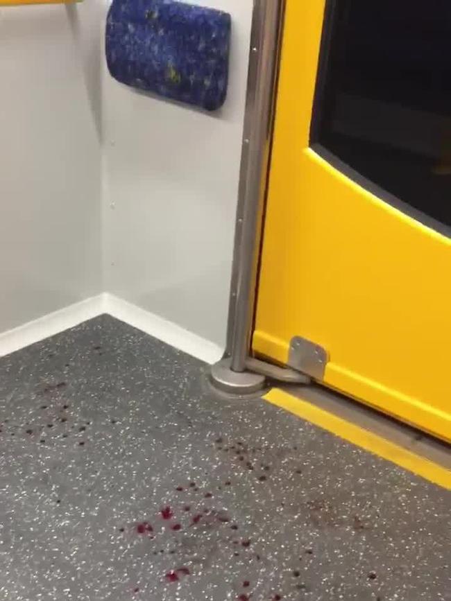 Blood was left in the train after the alleged attack. 