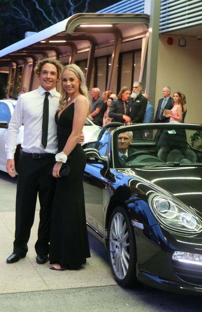 St John's College year 12 students arrive in style for their 2023 formal.