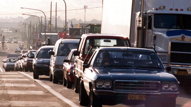 Traffic in Auburn and Granville has been an ongoing issue, with councillors calling for a bridge across Duck River for the last 104 years. This photo was taken after traffic banked up in the area in 1997.