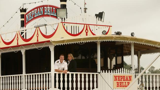 Chris and Carol Bennett pictured on the Nepean Belle old world style paddlewheeler — one of the iconic features of the majestic Nepean River. Picture: Justin Sanson