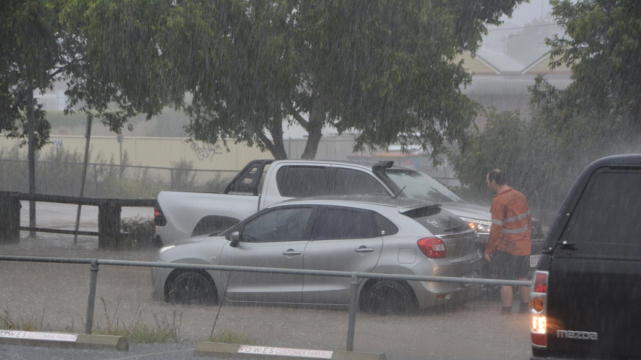 Flooding near the Rowes building, corner of Victoria Street and Russell Street, Toowooomba, February 25, 2022.