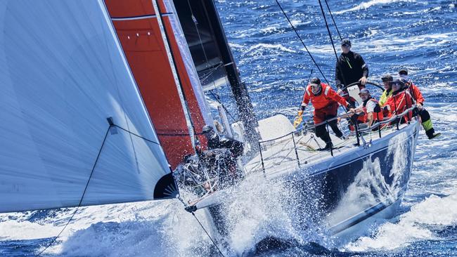 Tasmania's defending champion Alive powers down the NSW Coast on the opening day of the Rolex Sydney-Hobart. Picture Rolex-Carlo Borlenghi