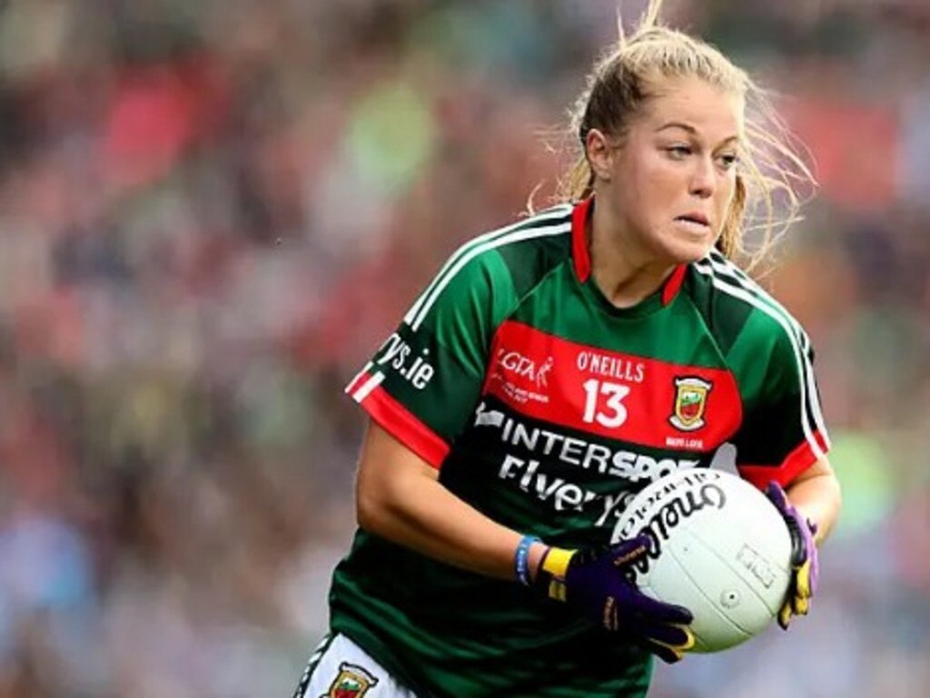 Sarah Rowe pictured playing Gaelic football for Mayo.