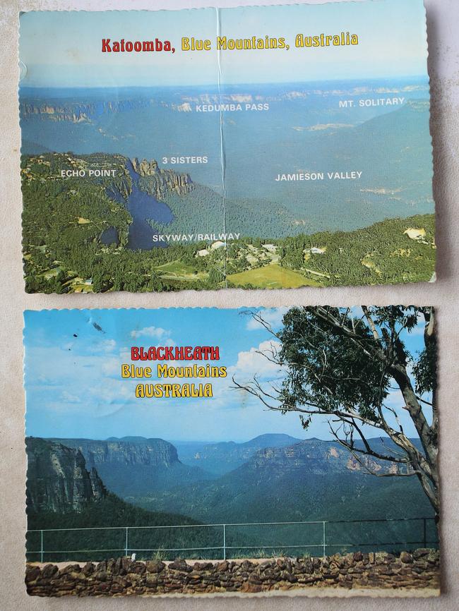 Colin Powis sent home pstcards from Katoomba and  Blackheath in 1982. Picture: Nigel Roddis