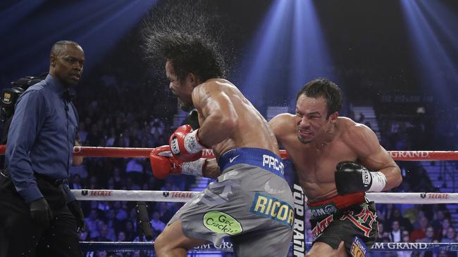 Mexican Juan Manuel Marquez won only one of his four fights with Pacquiao but won it in spectacular style. Picture: AP