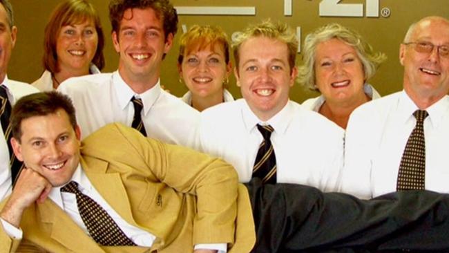 Gerard Baden-Clay with his wife Allison (centre) and parents Nigel and Elaine (right) in a promotional photo for his real estate firm.