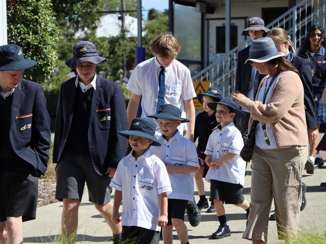 Ballarat Christian College preps started their first morning with Year 12 buddies. Picture: Ballarat Christian College