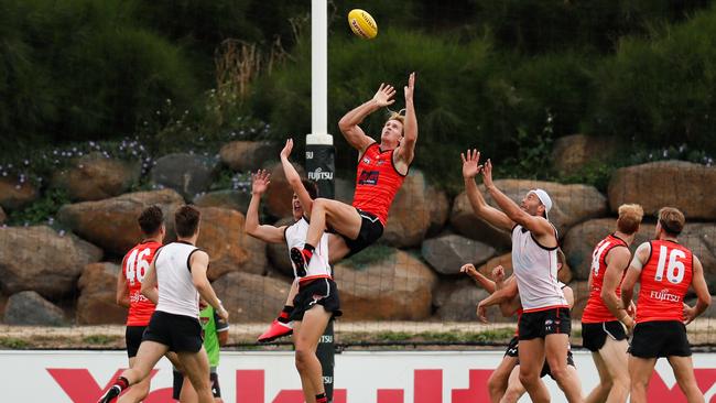 Essendon’s James Stewart was deemed to be in close contact with Conor McKenna