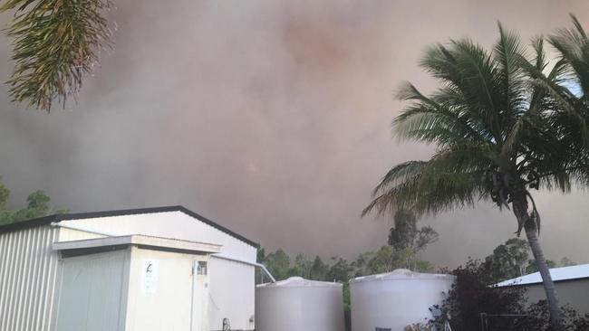 The fire moving towards Allison Hugo's yard on Mt Rae Rd, Bungundarra.