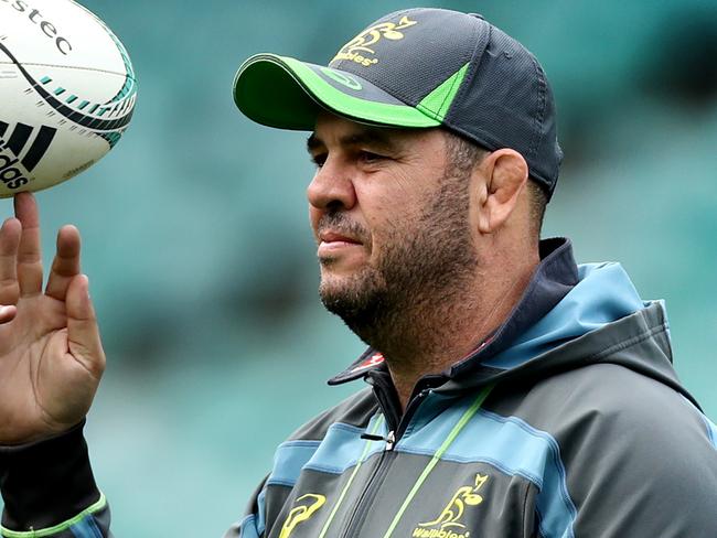 Michael Cheika during the Wallabies training session at Allianz Stadium , Moore Park . Picture : Gregg Porteous