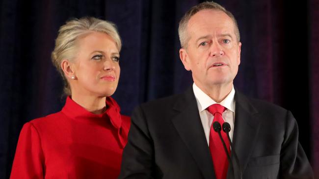 Bill Shorten and wife Chloe on election night. Picture: Stuart McEvoy