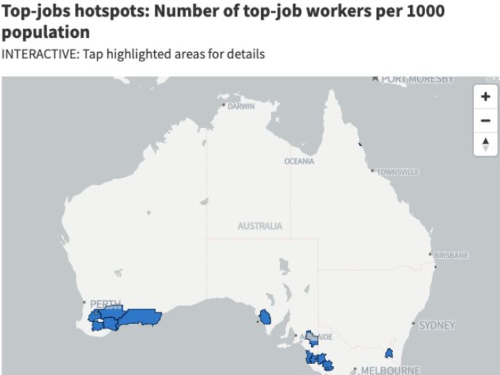 Australia's top job hot spots. Picture: The Australian