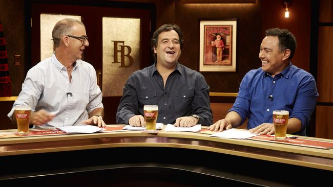 The Front Bar’s Andy Maher, Mick Molloy and Sam Pang