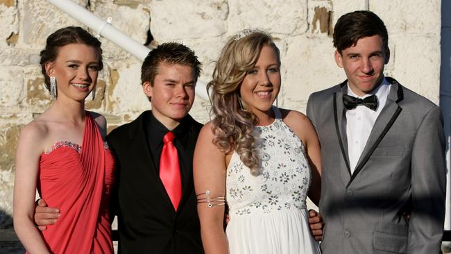 L to R: Prudence Raspin, Tyler Higgs, Chloe Read and Lucas Parket at the Triabunna High School Formal at Roaring Grill on Thursday 27 November 2014 Pic Carolyn Docking