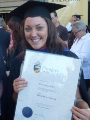 Kirsty Boden, with her degree from Flinders Uni.