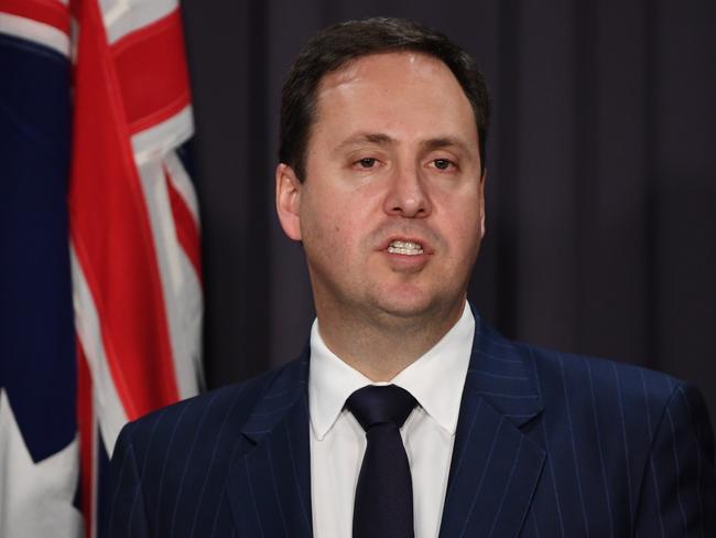 Australian Trade Minister Steve Ciobo speaks during a press conference at Parliament House in Canberra, Wednesday, May 24, 2017. Australia and Peru have agreed to start Free Trade Agreement negotiations (AAP Image/Lukas Coch) NO ARCHIVING