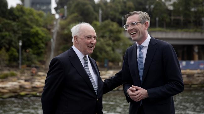 Paul Keating and Dominic Perrottet at Barangaroo. Picture: NCA NewsWire / Nikki Short