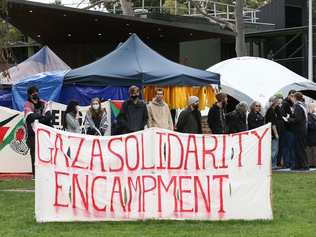 MELBOURNE, AUSTRALIA - MAY 14 2024Monash Uni encampment - Pro Palestine protestors at the Monash Uni Pro Palestine encampment.Picture: Brendan Beckett