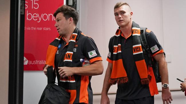 Greene, pictured arriving in Melbourne for the decider, says it was a ‘crazy’ week. Picture: Scott Barbour