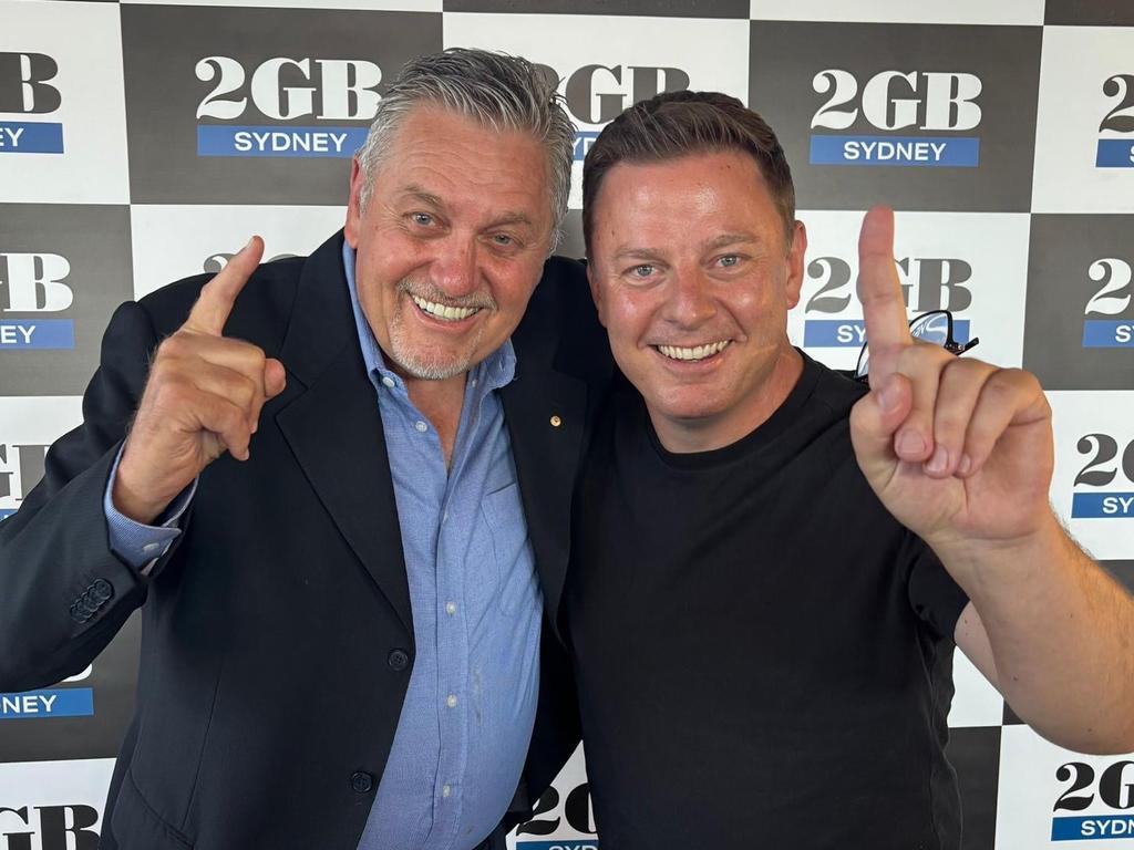 Ray Hadley was farewelled from radio by Ben Fordham on Friday. Picture: Supplied