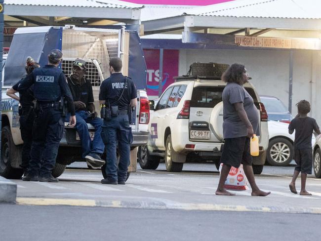 A man is arrested in Alice Springs. Picture: Liam Mendes