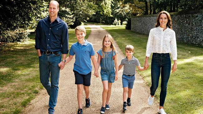 Britain‘s Prince William, Prince of Wales, Britain’s Prince George of Wales, Britain’s Princess Charlotte of Wales, Britain’s Prince Louis of Wales, and Britain’s Catherine, Princess of Wales, in Norfolk. The photograph, taken earlier in 2022, was chosen for their 2022 Christmas card. Picture: Matt Porteous