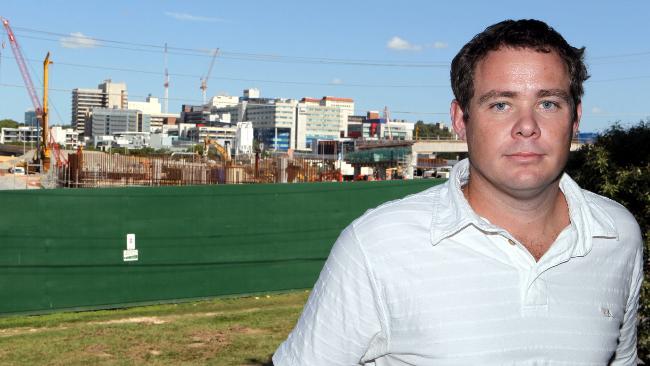 SLEEPLESS NIGHTS: Bowen Hills resident Matt Chalk has to contend with Airport Link construction noise at all hours. Pic: Bruce Long