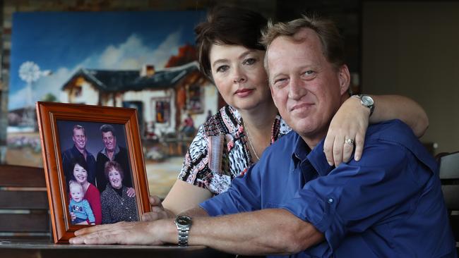 Arno Nel with his wife Yolandi at home in Brisbane. Picture: Lyndon Mechielsen