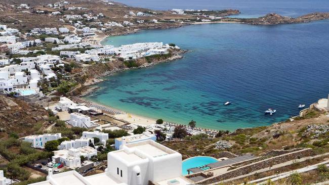 TOP: One of the bays on Mykonos now populated by A-list visitors. Picture: PanosKarapanagiotis