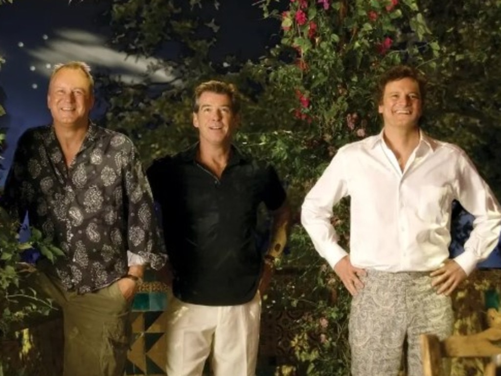 Stellan Skarsgård, Pierce Brosnan and Colin Firth in the film.