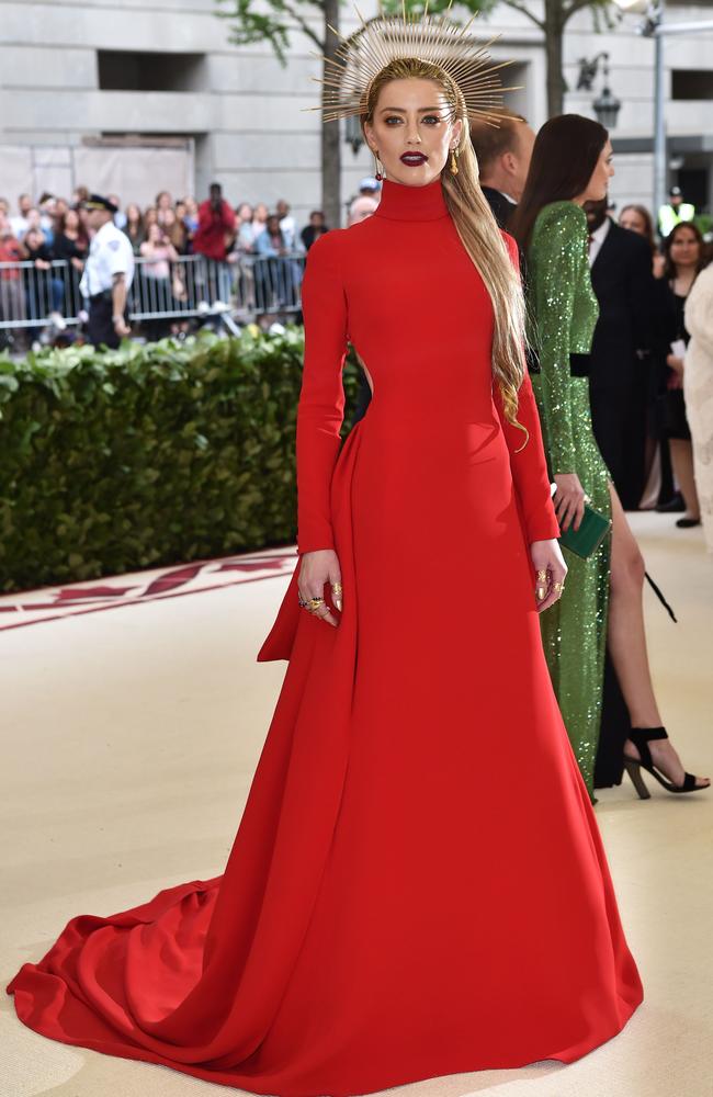 Amber Heard arrives for the 2018 Met Gala. Picture: AP
