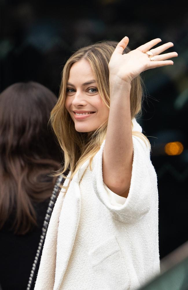 Margot Robbie has swapped her usual Chanel outfits, pictured, for Barbie’s costume. Picture: Getty Images