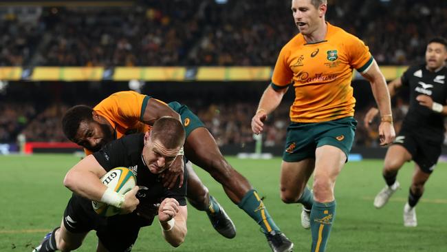 Jordie Barrett scored the matchwinner for the All Blacks. Picture: Cameron Spencer/Getty Images