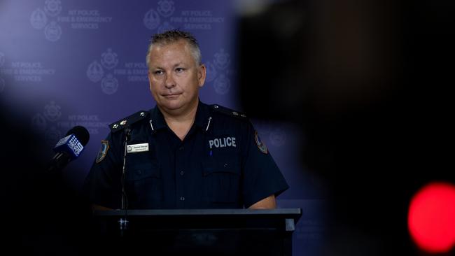 Superintendent Daniel Shean provides an update on a rock throwing incident at a Darwin city supermarket in December.