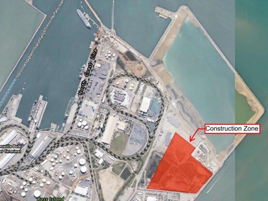 The construction site for the Port of Townsville's proposed wind farm laydown area.