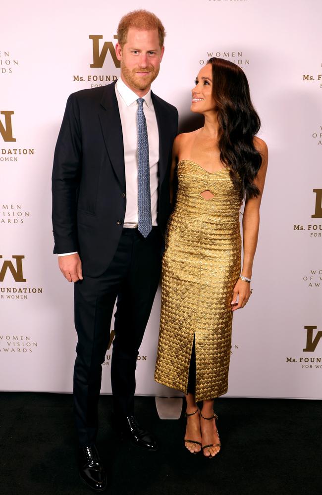 Prince Harry and Meghan attend the Ms. Foundation Women of Vision Awards in New York City. After the event, the couple claimed that they were involved in a ‘near-catastrophic car chase’ with paparazzi. Picture: Kevin Mazur/Getty Images