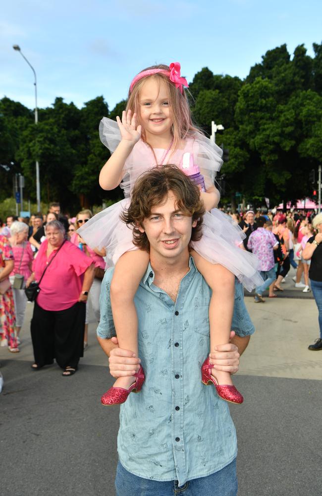 Socials at Pink convert at Townsville's Quensland Country Bank Stadium. Jeremy Smith with Charlotte, 4. Picture: Evan Morgan