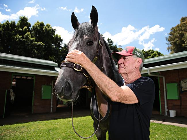 Trainer Les Bridge with Classique Legend. Picture: Adam Yip