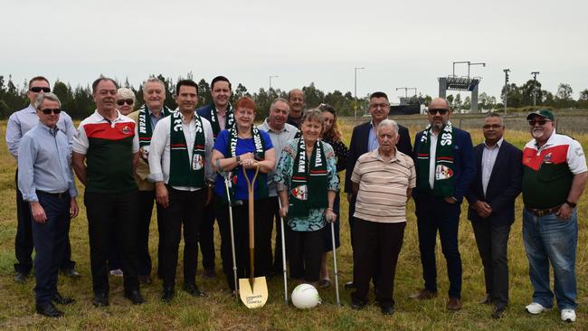 Liverpool Mayor Wendy Waller with councillors, council staff, Southern Districts Soccer Football Association executives and members of the Cirillo family at Cirillo Reserve.