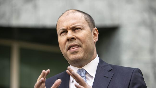 Treasurer Josh Frydenberg during a press conference at Parliament House on Thursday. Picture: NCA NewsWire / Gary Ramage